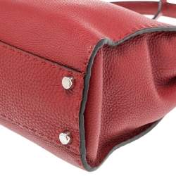 Pre Owned Fendi Red Leather Medium Selleria Peekaboo Top Handle Bag