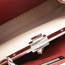Pre Owned Fendi Red Leather Medium Selleria Peekaboo Top Handle Bag