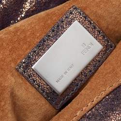 Pre Owned Fendi Metallic Purple Iridescent Leather Pleated Shoulder Bag