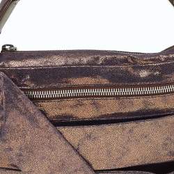 Pre Owned Fendi Metallic Purple Iridescent Leather Pleated Shoulder Bag