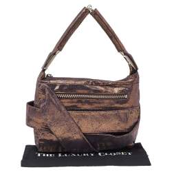 Pre Owned Fendi Metallic Purple Iridescent Leather Pleated Shoulder Bag