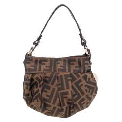 Pre Owned Fendi Tobacco Zucca Canvas and Leather Mini Chef Bag