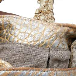 Fendi Metallic Gold Leather Holographic Textured Spy Hobo