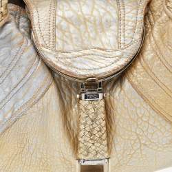 Fendi Metallic Gold Leather Holographic Textured Spy Hobo