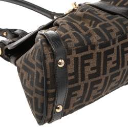 Pre Owned Fendi Tobacco Zucca Canvas and Leather Magic Top Handle Bag