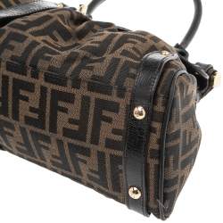 Pre Owned Fendi Tobacco Zucca Canvas and Leather Magic Top Handle Bag
