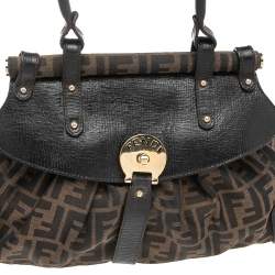 Pre Owned Fendi Tobacco Zucca Canvas and Leather Magic Top Handle Bag