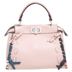 مملوكة مسبقًا Fendi Multicolor Leather Whip Stitch Mini Peekaboo Top Handle Bag