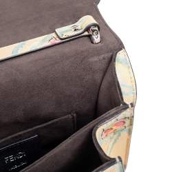 Pre Owned Fendi Multicolor Floral Print Leather Small Kan I Shoulder Bag