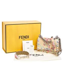 Pre Owned Fendi Multicolor Floral Print Leather Small Kan I Shoulder Bag