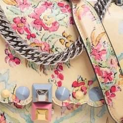 Pre Owned Fendi Multicolor Floral Print Leather Small Kan I Shoulder Bag