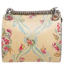 Pre Owned Fendi Multicolor Floral Print Leather Small Kan I Shoulder Bag