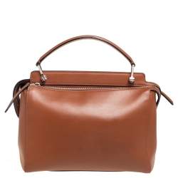 Pre Owned حقيبة فندي دوتكوم جلد بني فاتح كبيرة بيد علوية