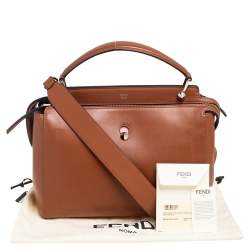 Pre Owned حقيبة فندي دوتكوم جلد بني فاتح كبيرة بيد علوية