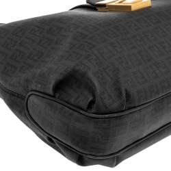 Pre Owned Fendi Black Zucchino Canvas Hobo