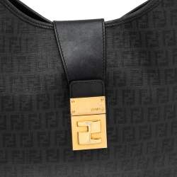 Pre Owned Fendi Black Zucchino Canvas Hobo