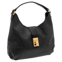 Pre Owned Fendi Black Zucchino Canvas Hobo