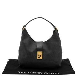 Pre Owned Fendi Black Zucchino Canvas Hobo