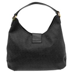 Pre Owned Fendi Black Zucchino Canvas Hobo