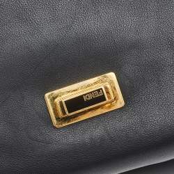 Pre Owned Fendi Black Leather Pequin Large Claudia Shoulder Bag
