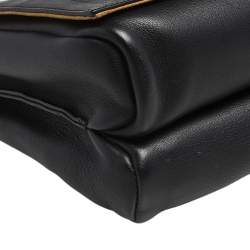 Pre Owned Fendi Black Leather Pequin Large Claudia Shoulder Bag