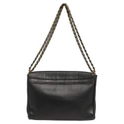 Pre Owned Fendi Black Leather Pequin Large Claudia Shoulder Bag