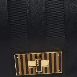 Pre Owned Fendi Black Leather Pequin Large Claudia Shoulder Bag