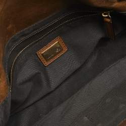 Pre Owned Fendi Brown Leather Borsa Flap Chain Baguette