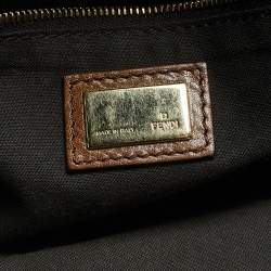 Pre Owned Fendi Brown Leather Borsa Flap Chain Baguette