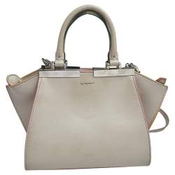 Pre Owned Fendi Beige Leather Petite 3Jours Tote
