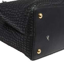 Pre Owned Fendi Black Croc Embossed Leather Mini 2jours Tote