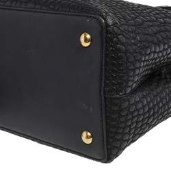 Pre Owned Fendi Black Croc Embossed Leather Mini 2jours Tote