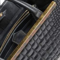 Pre Owned Fendi Black Croc Embossed Leather Mini 2jours Tote