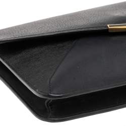 Pre Owned Fendi Black Leather 2 Jours Envelope Clutch