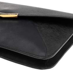 Pre Owned Fendi Black Leather 2 Jours Envelope Clutch