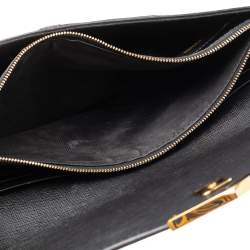 Pre Owned Fendi Black Leather 2 Jours Envelope Clutch