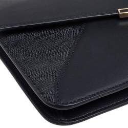 Pre Owned Fendi Black Leather 2 Jours Envelope Clutch