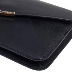 Pre Owned Fendi Black Leather 2 Jours Envelope Clutch