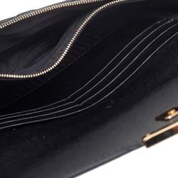 Pre Owned Fendi Black Leather 2 Jours Envelope Clutch