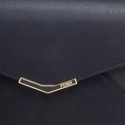 Pre Owned Fendi Black Leather 2 Jours Envelope Clutch