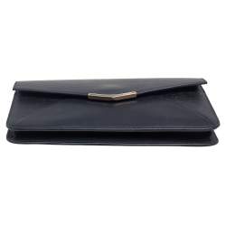 Pre Owned Fendi Black Leather 2 Jours Envelope Clutch