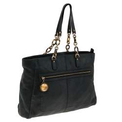 Fendi Black Iridescent Leather Chain Tote