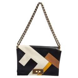 Pre Owned Fendi Black Leather Claudia Chain Shoulder Bag
