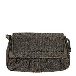 Pre Owned Fendi Metallic Gold Fabric Mini B Shoulder Bag