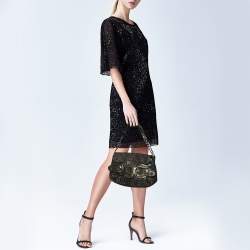 Pre Owned Fendi Metallic Gold Fabric Mini B Shoulder Bag