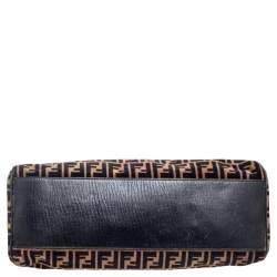 Pre Owned حقيبة فندي شيف دي جور جلد لامع وكانفاس أسود مرصع متوسطة