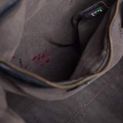 Pre Owned حقيبة فندي شيف دي جور جلد لامع وكانفاس أسود مرصع متوسطة