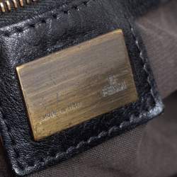 Pre Owned حقيبة فندي شيف دي جور جلد لامع وكانفاس أسود مرصع متوسطة