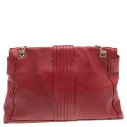Pre Owned حقيبة كتف فندي ماكسي باغويت جلد أحمر بقلاب