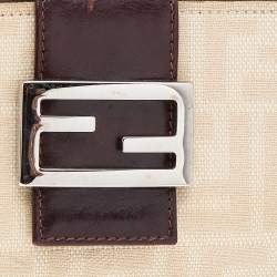 Pre Owned Fendi Cream/Brown Zucca Canvas and Leather Shoulder Bag